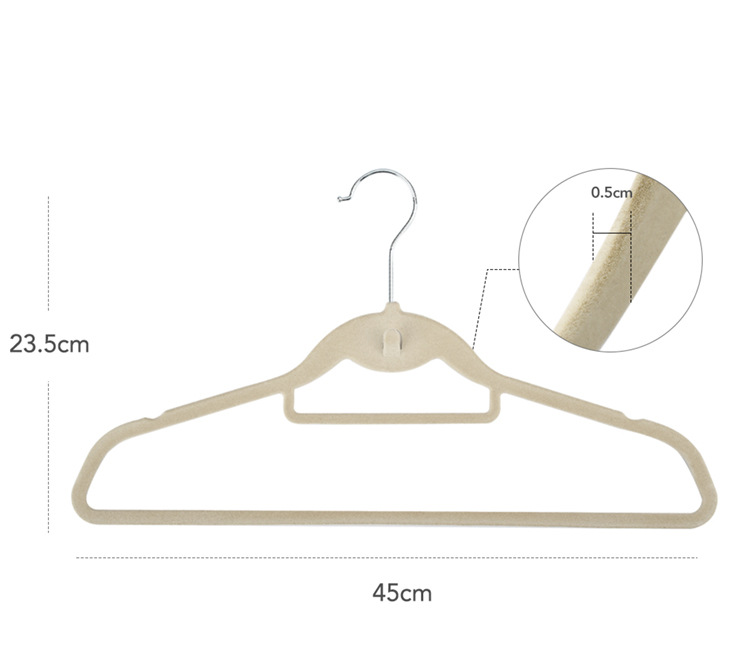 厂家批发家用多功能带挂钩植绒衣架加粗款无痕防滑天鹅绒衣服架子详情7