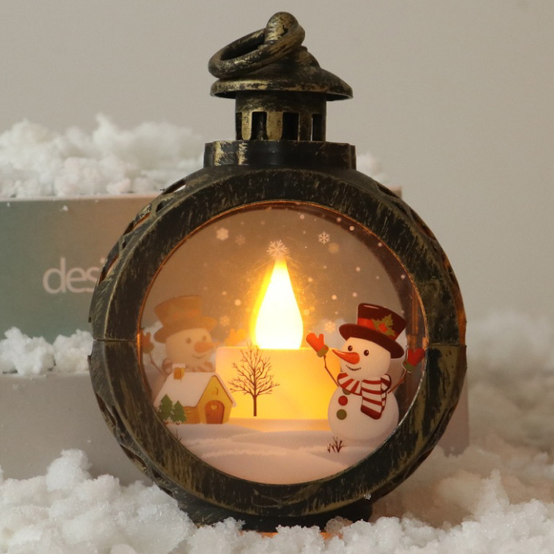 Christmas decoration items: led candle lights, round Christmas hanging lights, hand-held cross-border new retro window display items pic 2