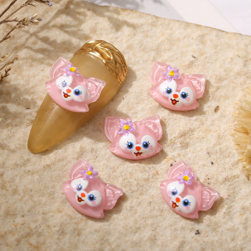 新美甲美乐蒂卡通透明彩色彩绘公仔可爱布丁狗小号雪玫丽树脂装饰详情8