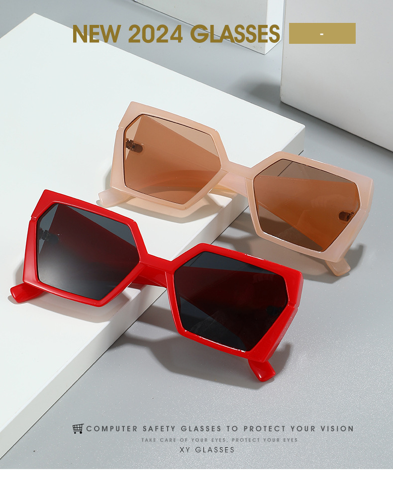 2024 Cross-border new square-framed sunglasses, European and American fashion and individuality, Instagram hip-hop rectangular fashion sunglasses for women pic 1