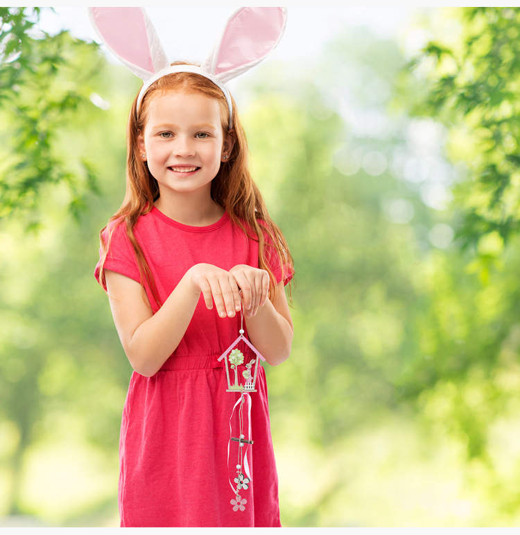 New cross-border Easter decorative items: Earrings, Easter egg house, egg-shaped rabbit wooden pendant, egg-shaped wooden house pendant, exquisite and durable pic 9