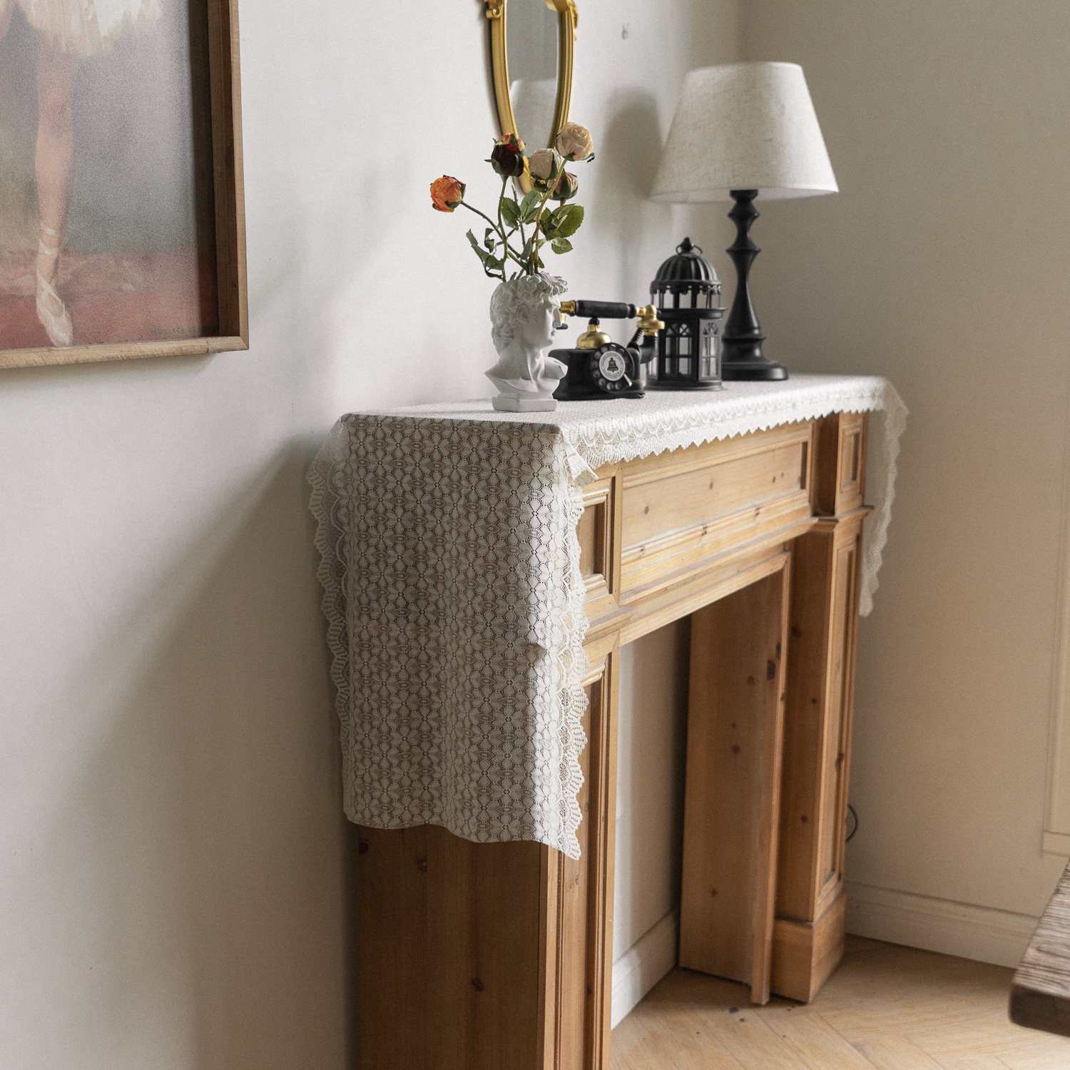 Lace table flag, American retro tablecloth, TV cabinet cover, home Chinese trend decoration bed flag, dressing table scarf, cross-border manufacturer pic 20