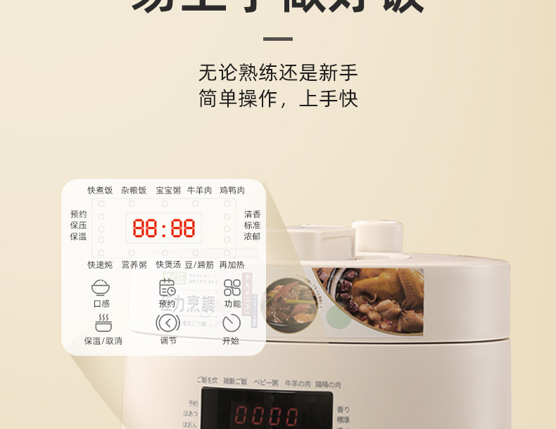 gioia multi-functional 2.5L pressure cooker, mini touch rice cooker and smart electric stew pot pic 16