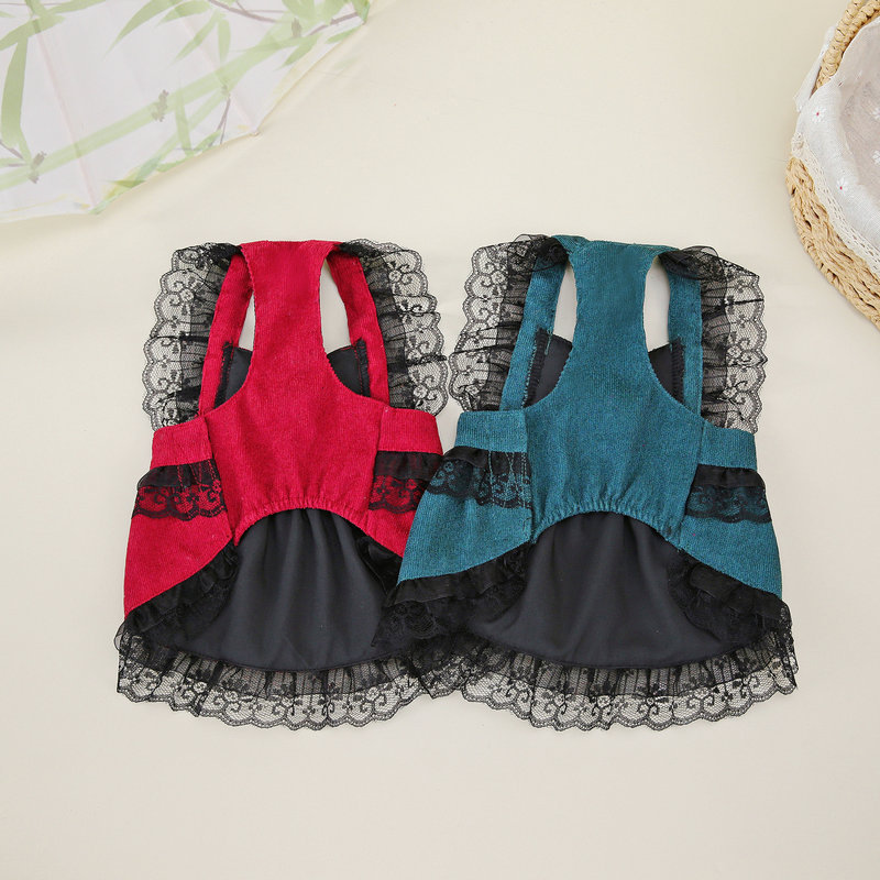 Spring and Summer new dog and cat pet supplies and clothing, halter mesh chiffon dress, dress 24 lustrous traction chiffon dress pic 9