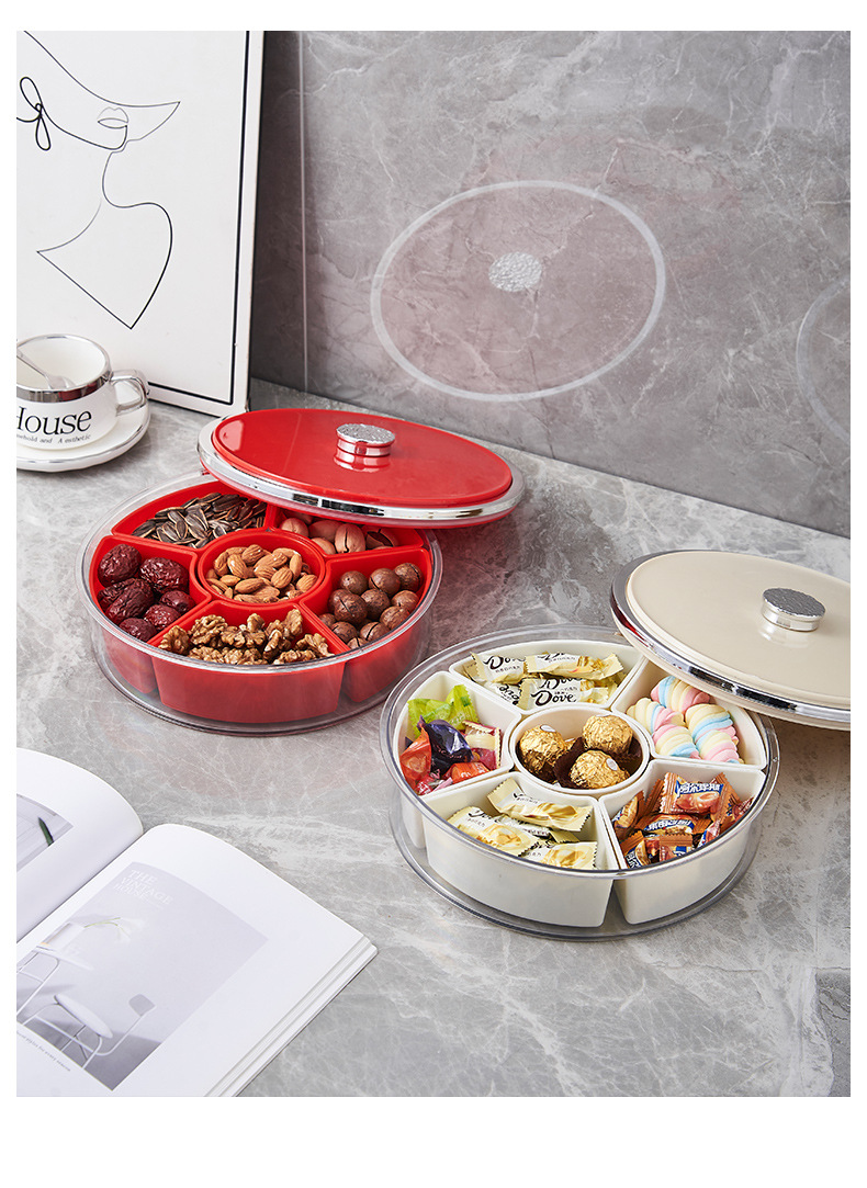 轻奢家用客厅大气分隔收纳干果盒高档水果盘带盖坚果干果瓜收纳盒详情15