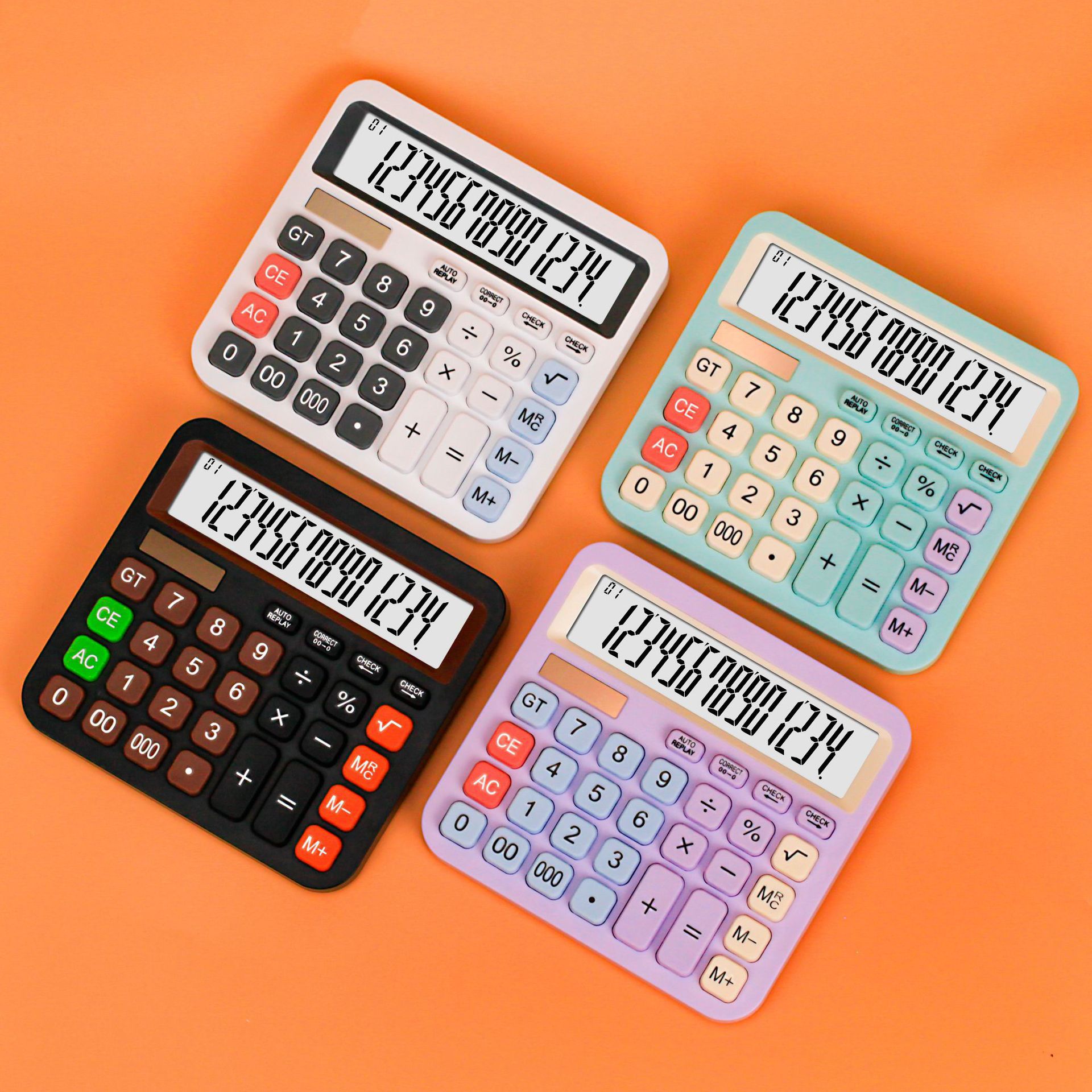 CT-2514 彩色桌面办公学习计算器太阳能双能源简约计算器详情1