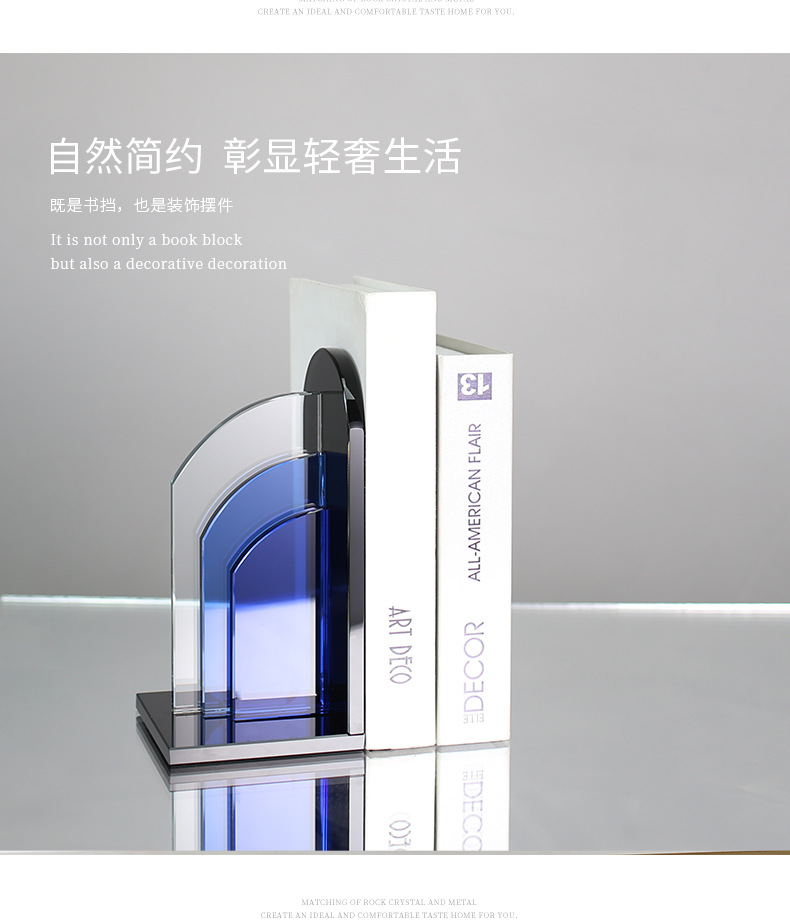 Modern light luxury minimalist model room, office, study, bookcase, creative geometric crystal books, bookshelf decorations pic 23