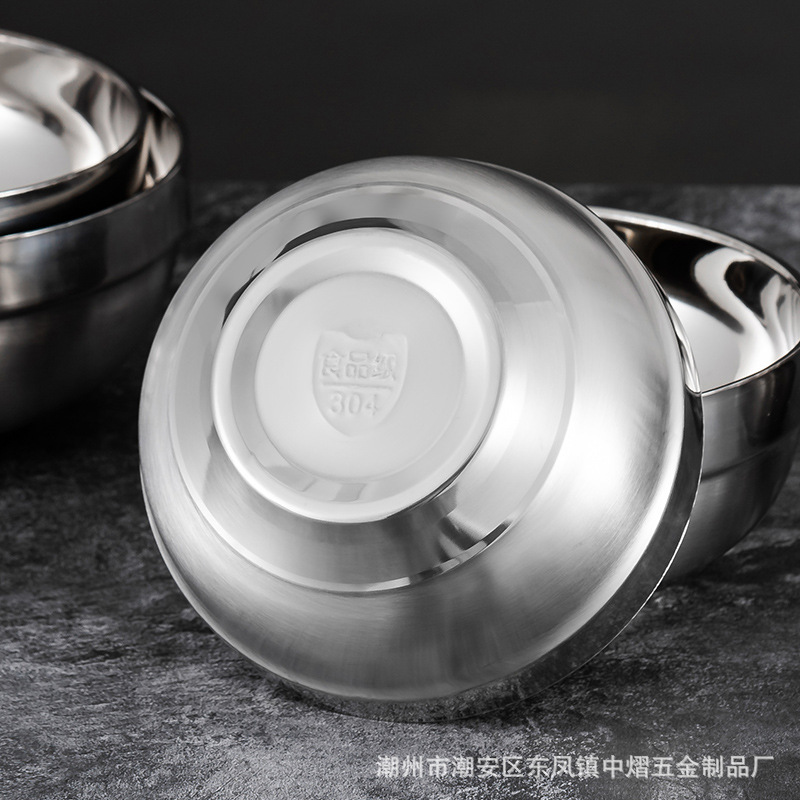 加厚不锈钢碗304食品级双层防烫铂金汤碗成人儿童饭店食堂饭碗详情5