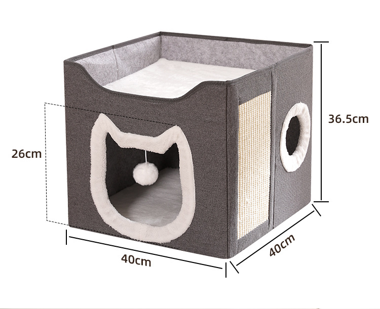 Factory direct supply of cross-border foldable storage cat beds, cat houses, villas, all-season suitable for keeping warm, with cat scratch plates pic 4