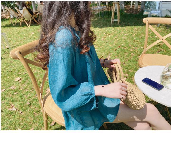 娃娃衫大码衬衫韩版棉麻上衣女式夏款宽松透气七分袖防晒小衫T恤详情7