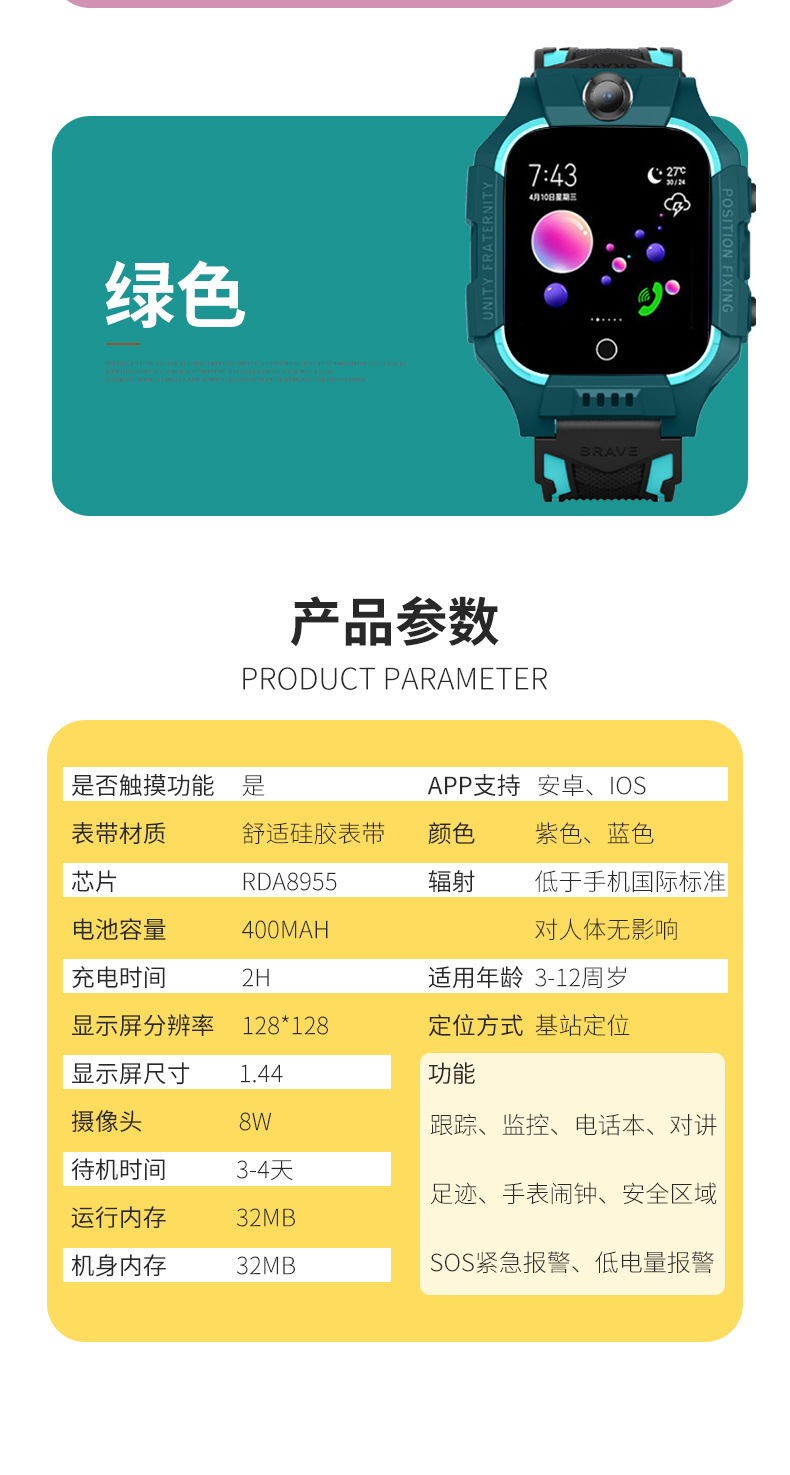 Q19儿童智能电话手表移动小学生天才防水拍照微聊通话Q12批发礼品详情17