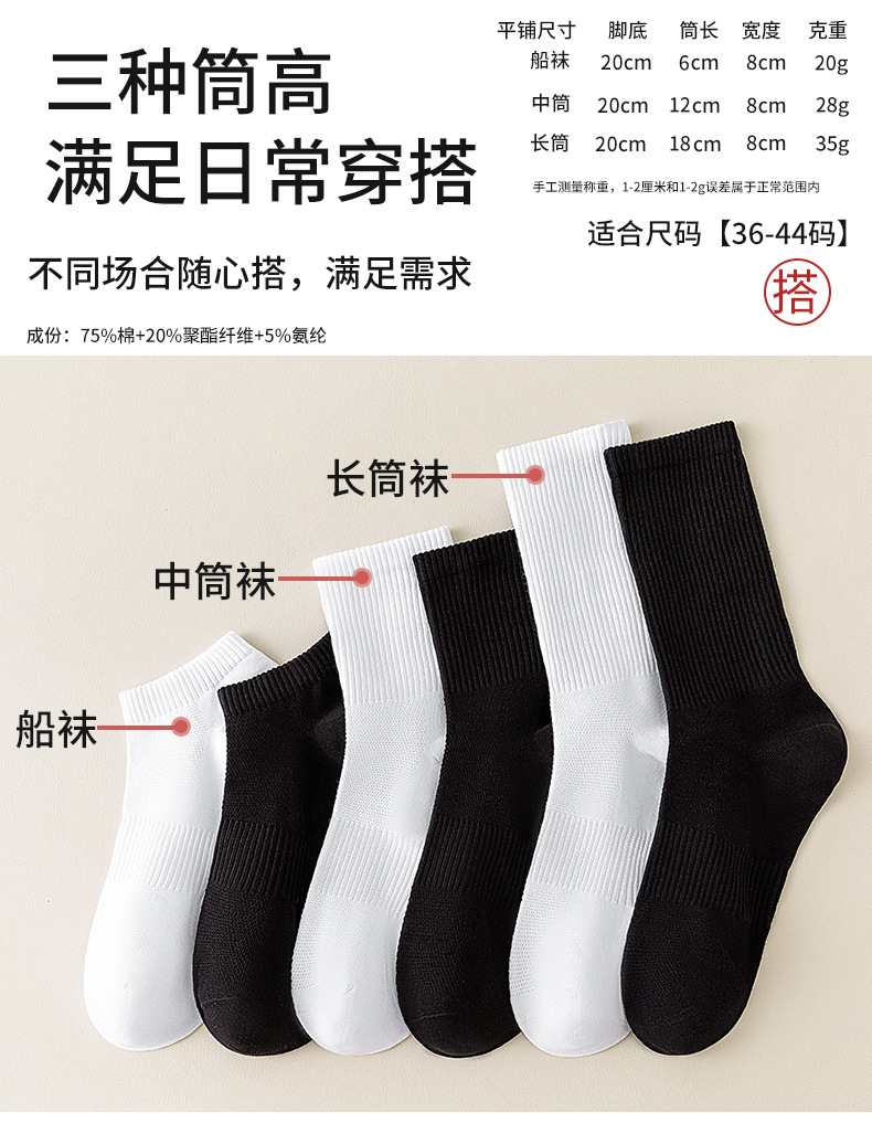 袜子地摊一件代发袜子男短袜春夏薄款网眼透气防滑中长筒袜一次性纯色棉袜女士船袜一件代发详情6