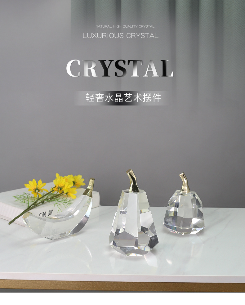 Modern light luxury crystal ornaments, simple European-style home living room TV cabinet, fruit decorations, model room decorations pic 17