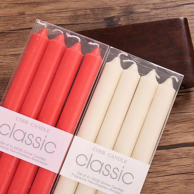 Classic European-style hotel smokeless and odorless long stick candles, romantic wedding white colored stick wax pic 3