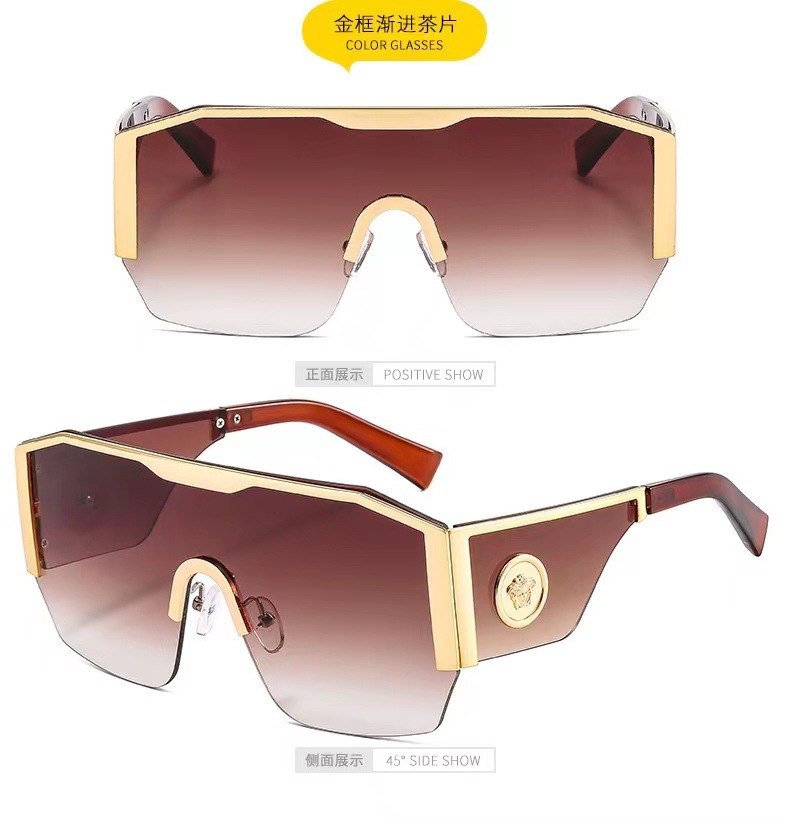 European and American fashionable one-piece glasses for men and women, large-framed sunglasses for street snaps, wide-leg anti-ultraviolet head glasses pic 13