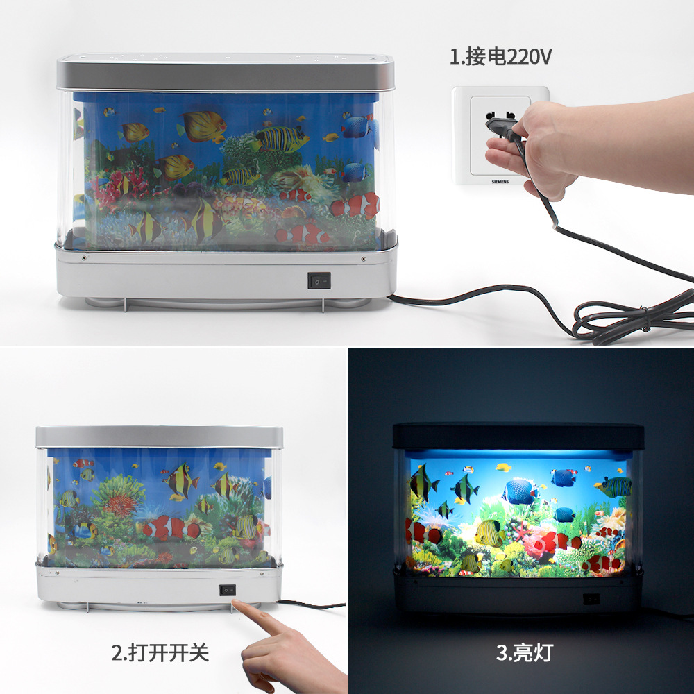 LED fish tank light, landscape light, living room decorative items, imitation aquarium landscape, underwater world with switch, seven-color light pic 2