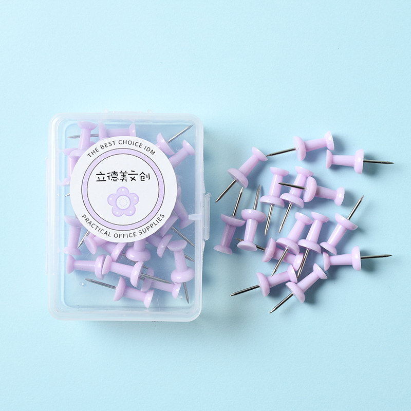 Cross-border supply of macaron color box-packed I-shaped nails, fresh and creative plastic thumbtacks in various sizes, office supplies pic 13