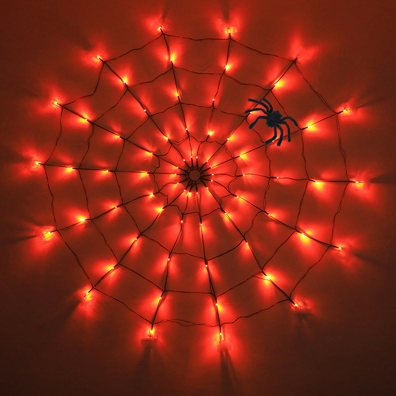 万圣节发光蜘蛛网灯led节日灯串鬼节恐怖墙壁氛围布置遥控灯跨境详情10