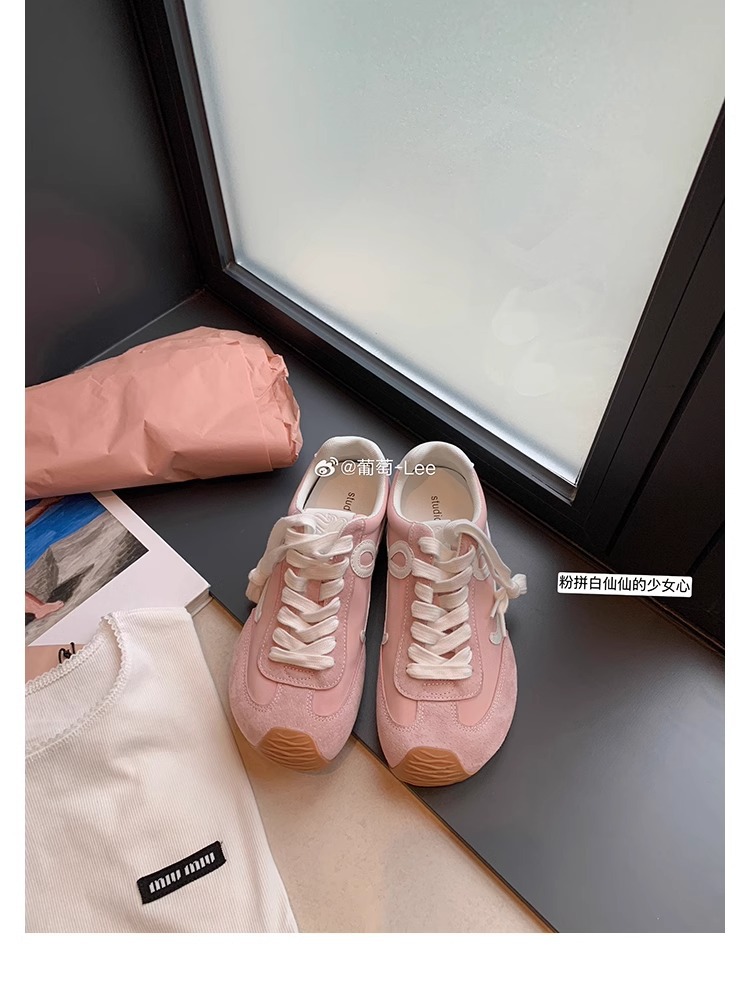 葡萄妈歪头内增高德训鞋休闲风撞色拼接系带运动大头小白鞋女详情3