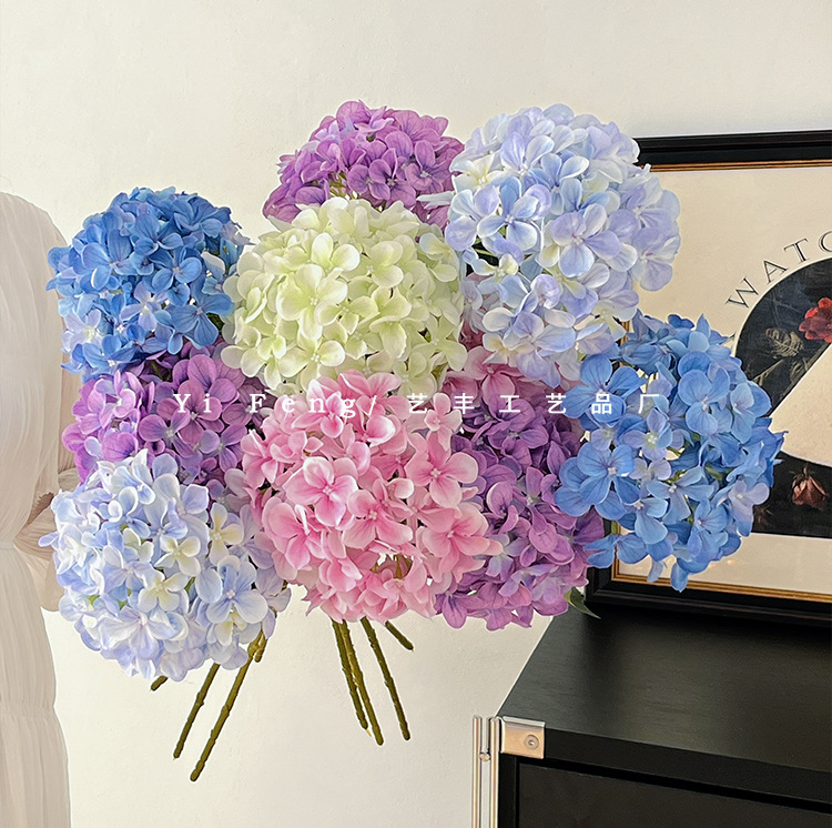 高级单枝3D仿真绣球花假花装饰插花批发钻石绣球婚庆花材摆件客厅详情8