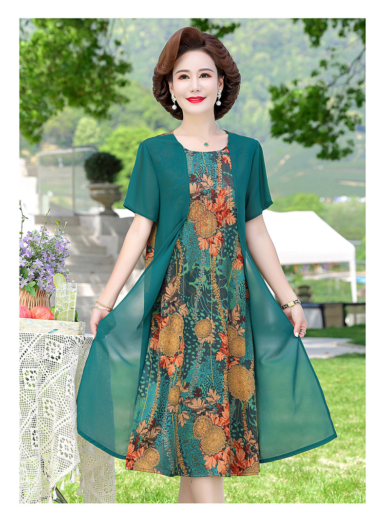 A stylish and elegant spring and autumn dress for middle-aged mothers, a long dress for women aged 40 to 50, a dress for middle-aged and elderly women pic 33