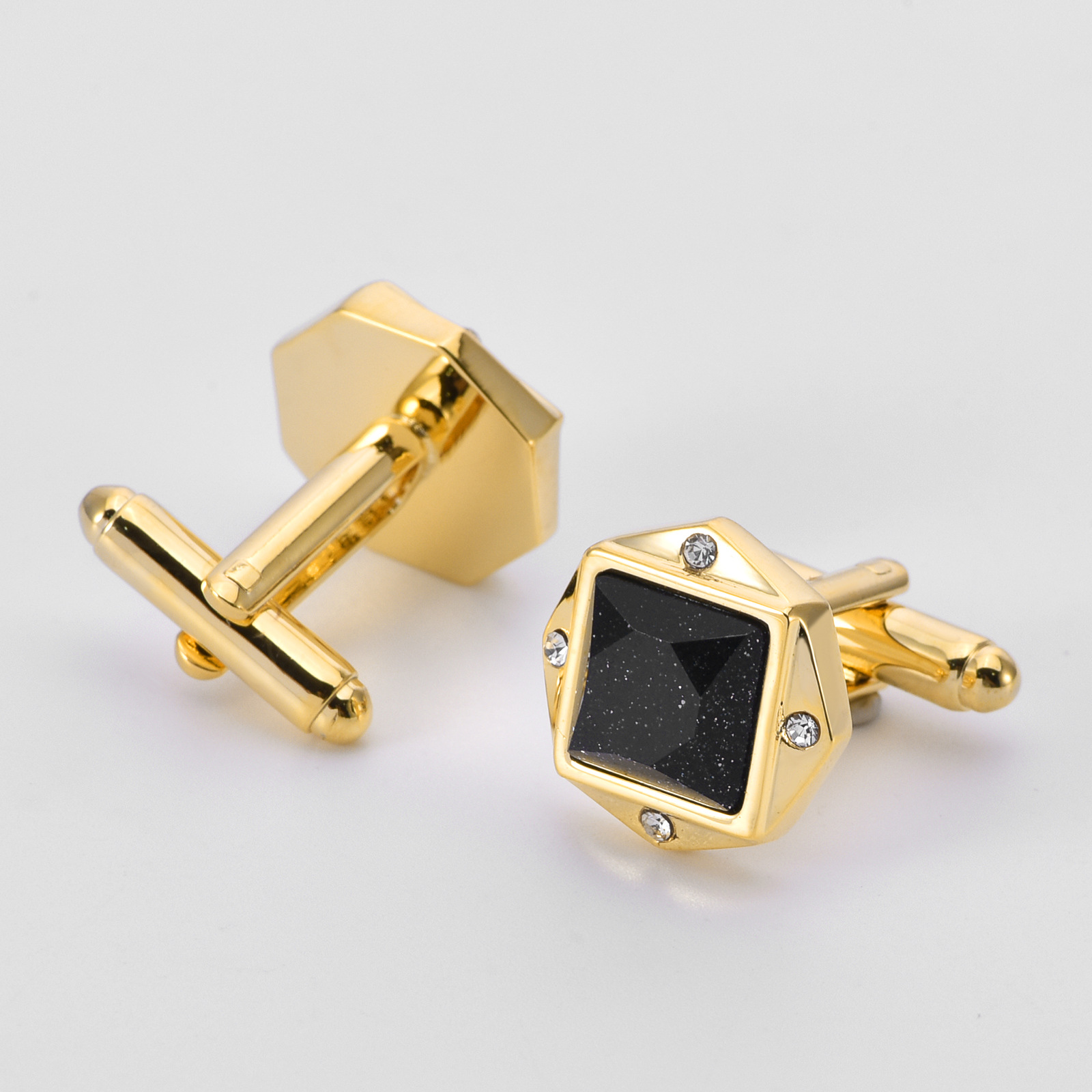 【 New in Stock Wholesale 】 High-end French shirt cufflinks, natural blue sandstone cufflinks pic 6