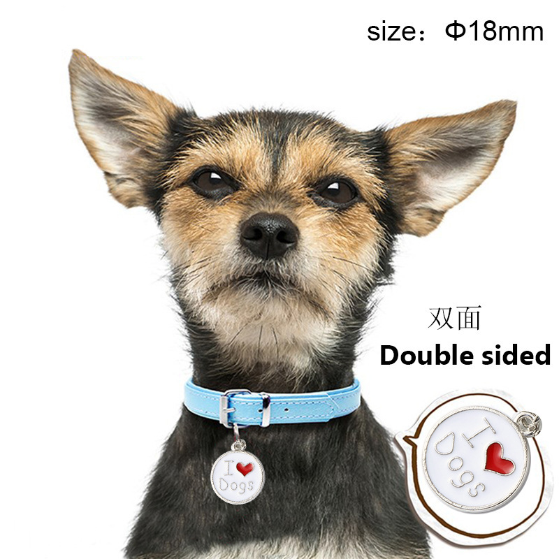 Double-sided round pet collar, tag, cat accessory, dog paw print pendant, engraved anti-loss pet jewelry and accessories pic 2