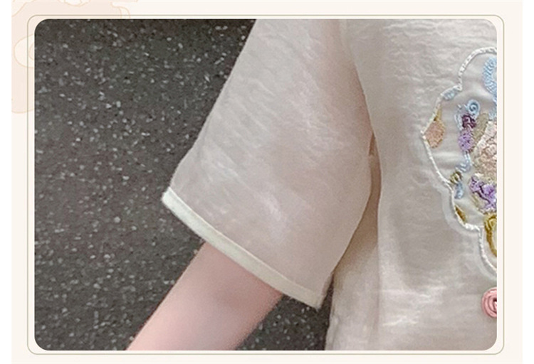 女童套裙2024新款中大童洋气国风刺绣汉服夏季短袖马面裙两件套详情23