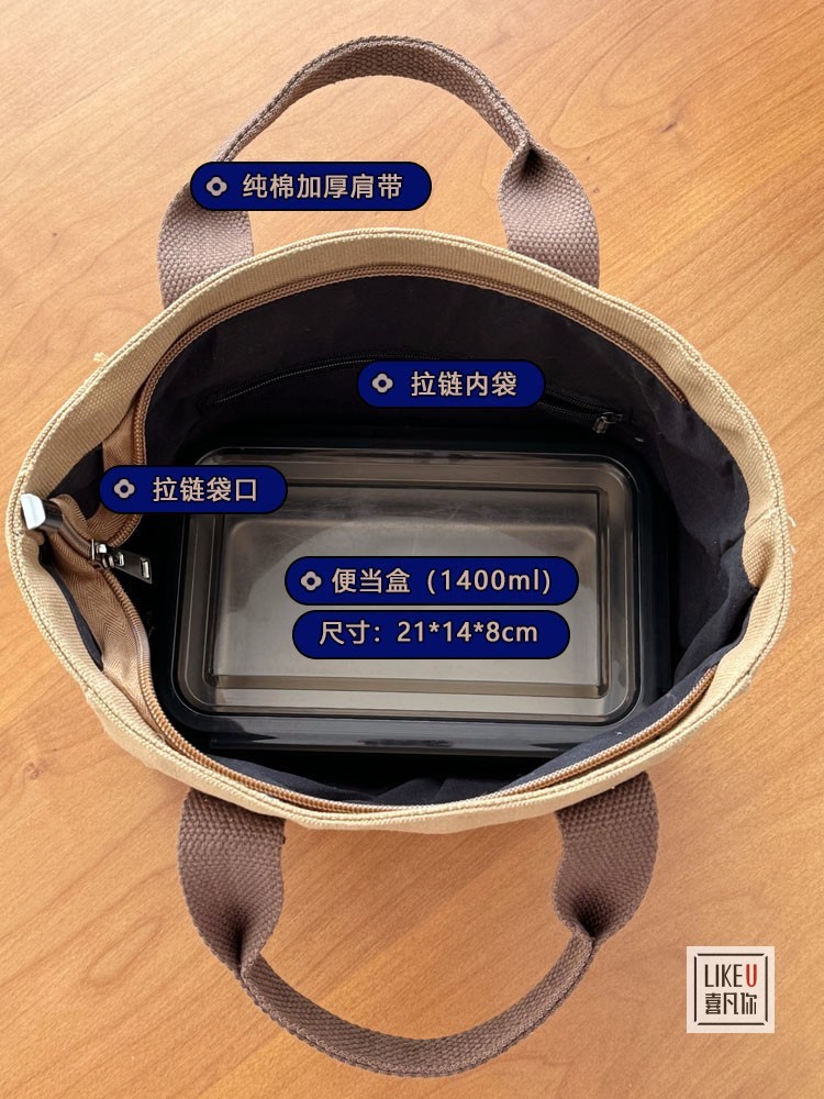 帆布纯色手提袋日式便当妈咪上班族外出带饭简约撞色时尚拎包饭盒详情19