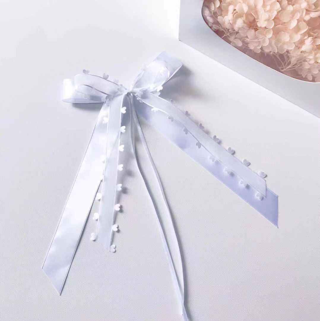 Direct sales from an export-oriented supplier: 2.5cm satin heart-shaped gauze ribbon tied with a bow wedding bag accessory pic 3