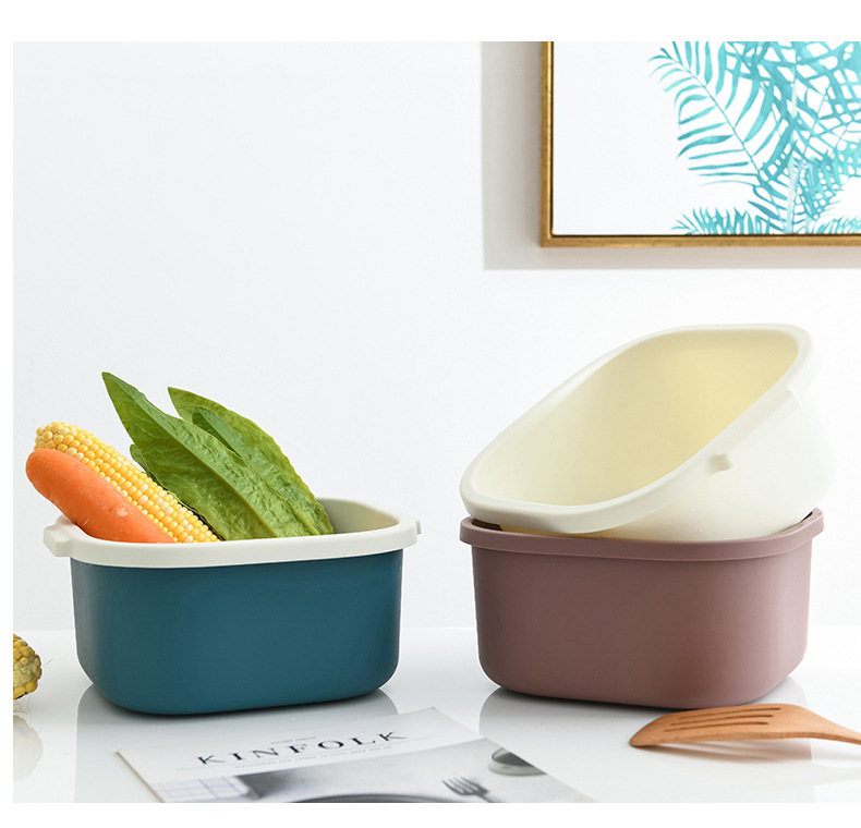 双层镂空水果盆洗水果沥水篮家用水果篮创意塑料洗菜篮厨房洗菜盆详情14