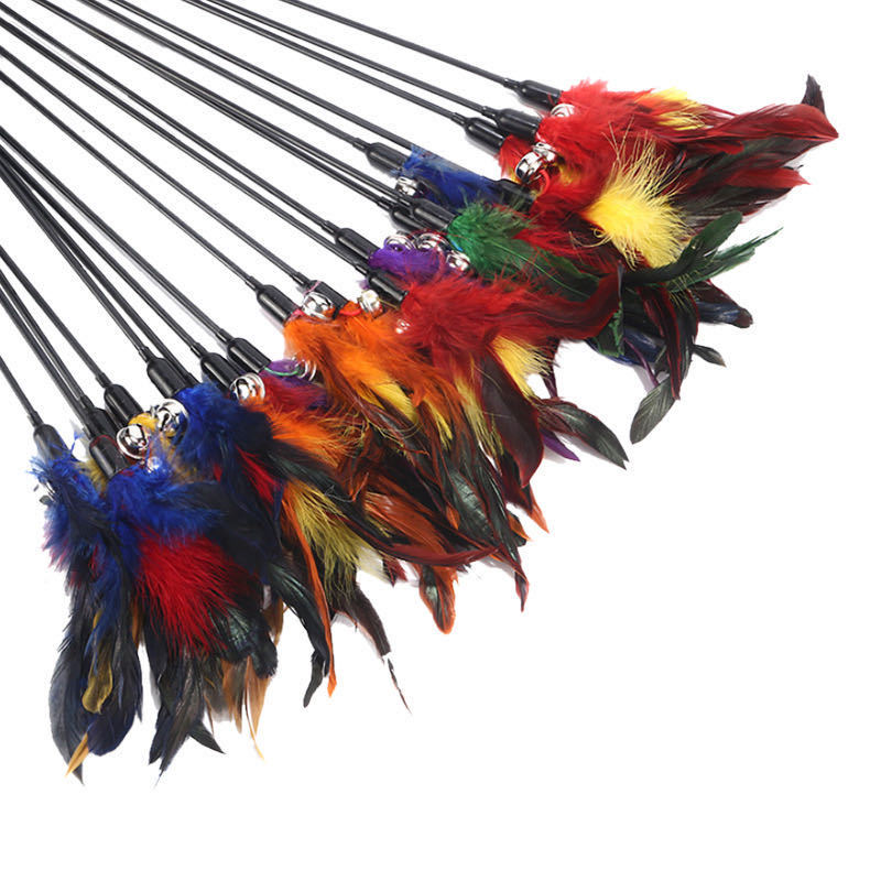 Colorful Feather 5-7 Ziyong Colorful Chicken Feather DIY Mask, Cat Toy Stick toy accessory Feather toy pic 16