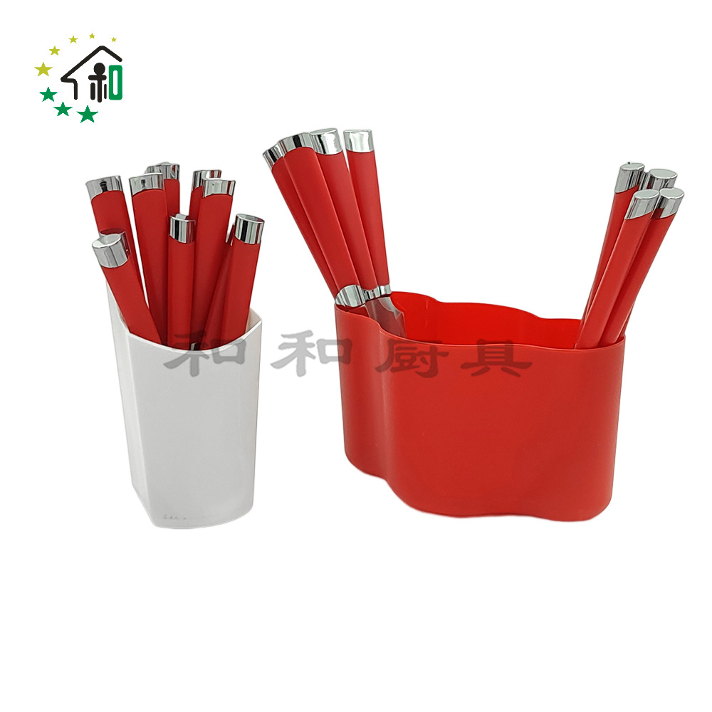 收纳桶塑料手柄西餐牛排餐具不锈钢刀叉勺子24件套装 cutlery set详情23