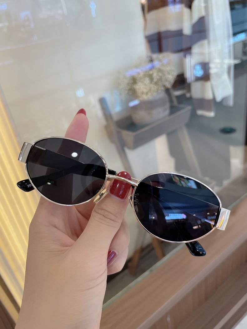New cat-eye high-definition polarized glasses, oval-shaped personalized metal-framed sunglasses, fashionable and retro sunglasses for female Internet celebrities pic 14