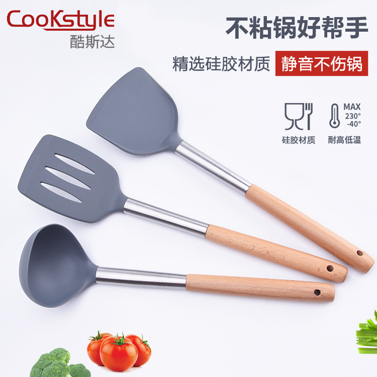 现货全包硅胶厨具10件套不粘锅易清洗耐高温家用烹饪烘焙用具套装详情6