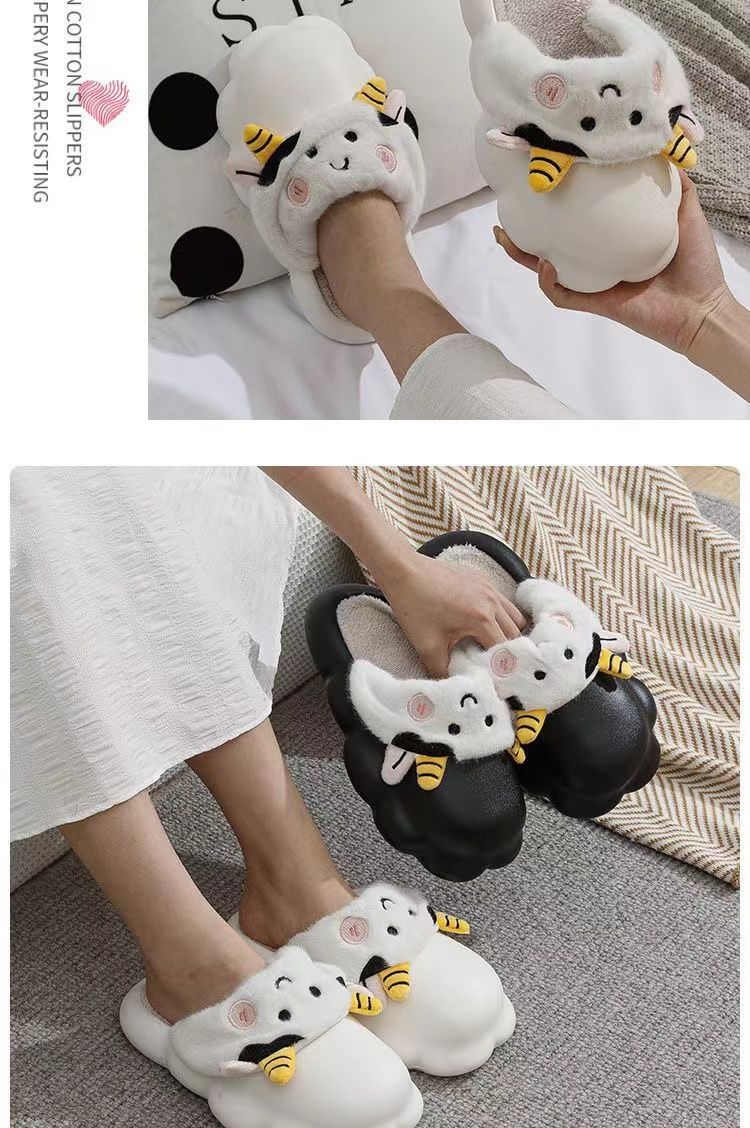 跨境棉拖鞋女超软厚底加绒可拆卸保暖棉拖鞋女冬情侣防滑防水拖鞋详情11