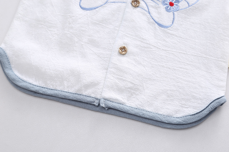Niño chino estilo han bebé algodón lino manga corta ropa de estilo nacional para niños moda nacional para niños año del tigre conjunto de dos piezas pic 9