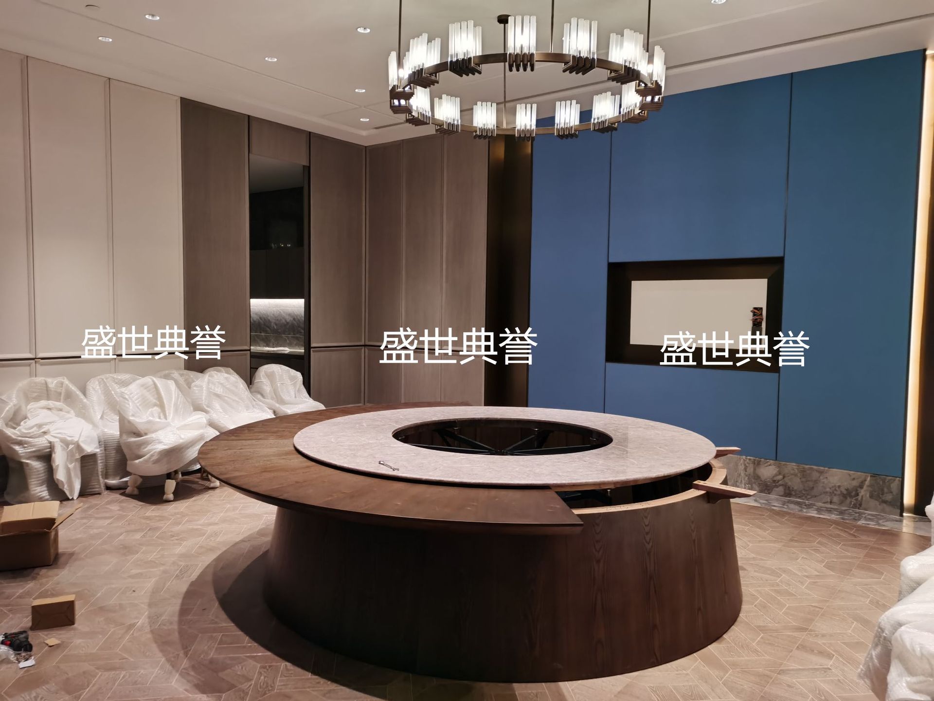 Nanping Resort Hotel solid wood furniture manufacturer direct sales, banquet hotel private rooms, electric dining tables, automatic turntable dining tables pic 10