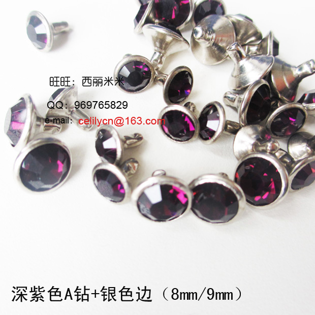 现货管钻撞钉DIY钻钉宠物脖套玻璃A钻皮带铆钉镶钻钮扣彩色详情25