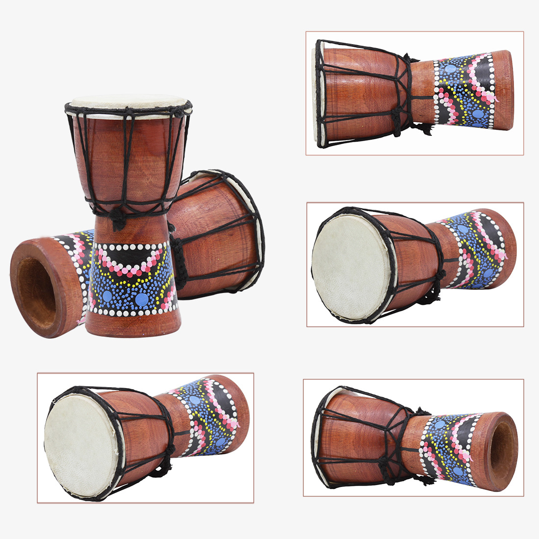 Wholesale handcrafted 4-inch African drums for children, adults, beginners, Lijiang hand drums, percussion instruments, 4-inch African drums, random pic 18