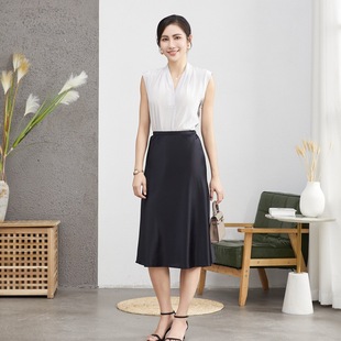 真丝t恤女无袖v领女式桑蚕丝背心女内搭春夏套头纯色上衣批发代发详情3