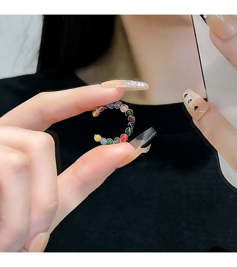 彩色串珠开口戒指女ins风甜美小众设计食指戒夏季百搭手饰品批发详情15
