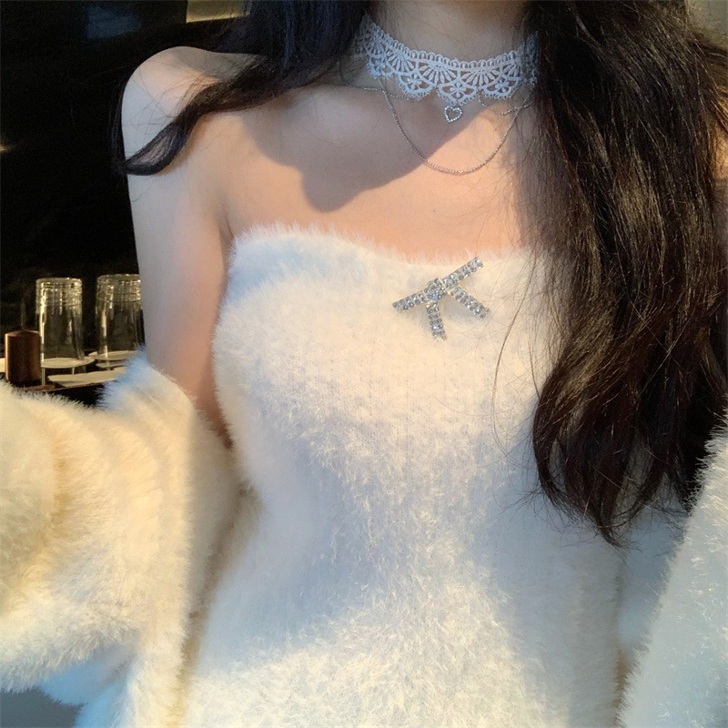 2023 Spring and Autumn laid-back and loose, knee-length, thickened, pure imitation mink fleece knitted sweater cardigan for women pic 13
