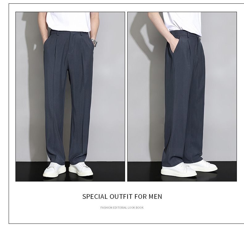 2024新款西裤男士夏季阔腿直筒宽松休闲长裤冰丝速干春秋西装裤子详情23