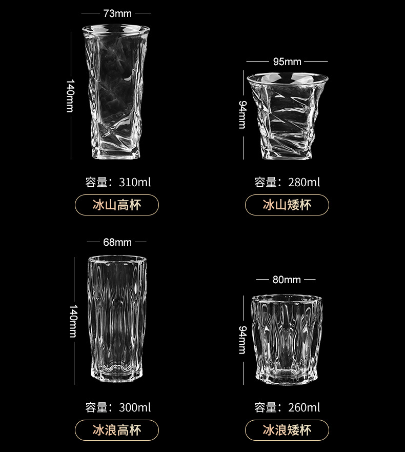 玻璃杯家用啤酒杯果汁水杯冷饮杯茶杯扎啤杯喝水欧式套装水具直供详情11