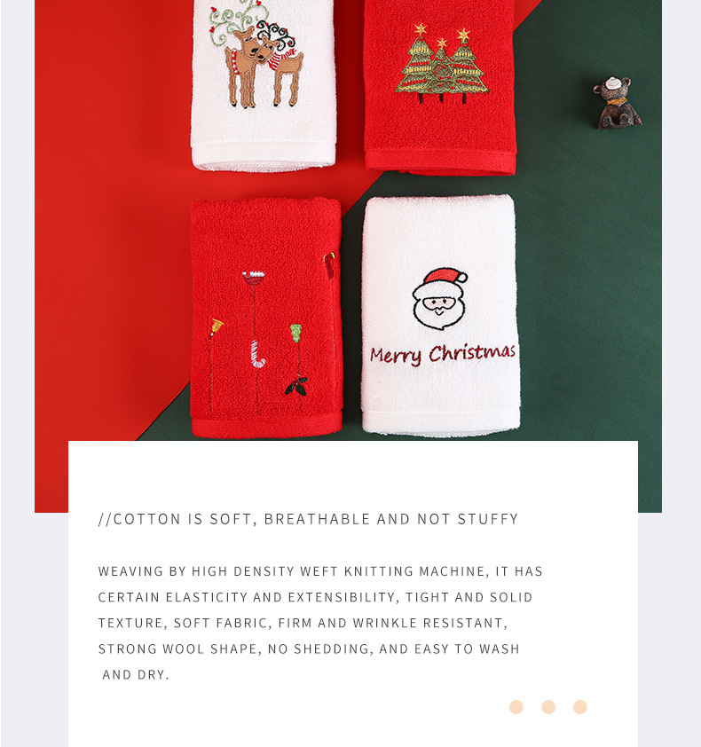 Futian cotton towels can be embroidered, are absorbent and soft, and are cute Christmas gifts. They can be pre-ordered in a matching gift box pic 3