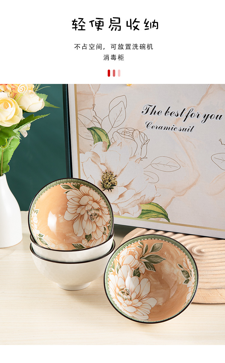 Ceramic bowl and chopstick sets, gift souvenirs, opening gifts, underglaze colored rice bowls and plates, wholesale tableware sets, bowl gift boxes pic 12