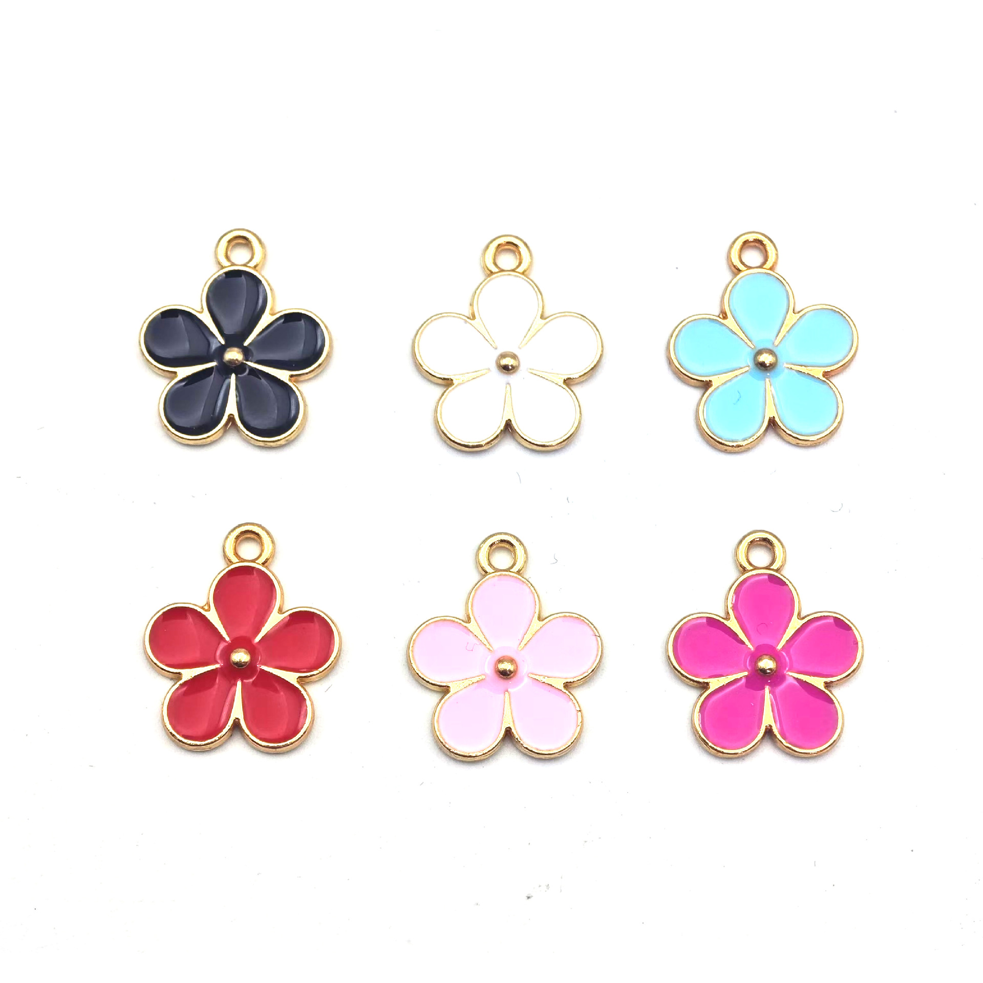 Alloy oil drip accessories, flower daisies, five-petal flowers, diy handcrafted jewelry accessories, earrings, pendants, necklaces, keychains pic 2