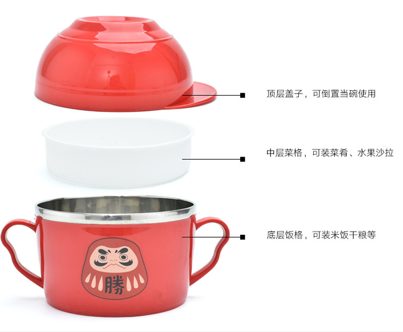 不锈钢快餐杯泡面杯带盖卡通日式泡面碗学生饭盒便当盒提锅详情25