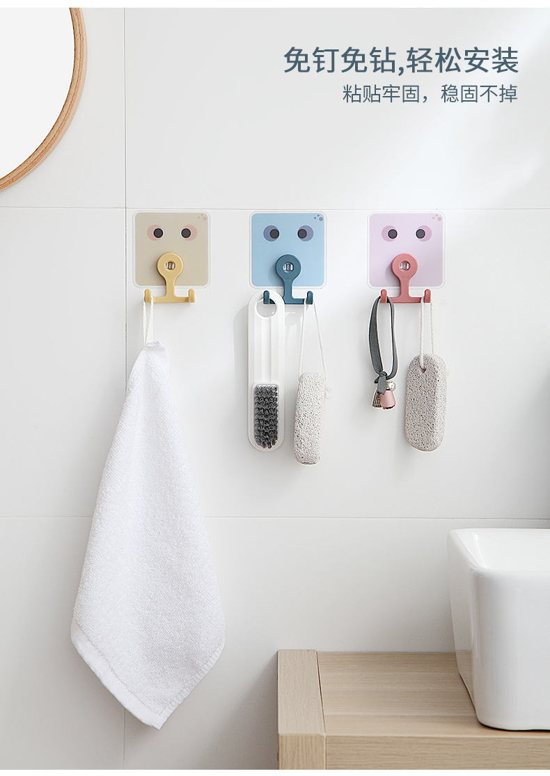 Double-head rotatable hooks, multi-functional cartoon creative hooks, kitchen and bathroom super strong no-drilling adhesive hooks wholesale pic 6